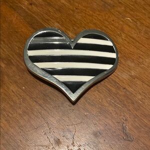 Black and White Striped Heart Brooch